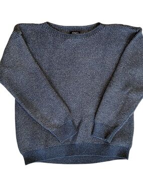 Jones New York Blue White Chunky Knit Sweater Womens Size M Cozy Relaxed Casual